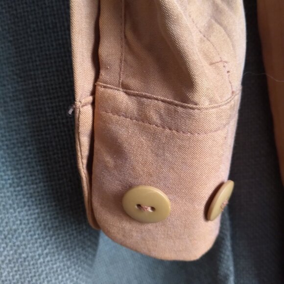 Spenser Jeremy Silk Long-Sleeve Gold Camp Shirt Blouse Size P - Picture 6 of 7